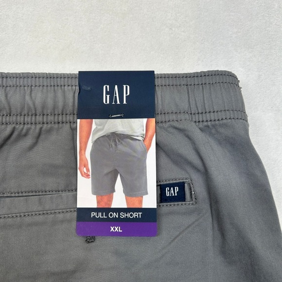 GAP Pull On Chino Shorts Mens 2XL Grey Elastic Waist Casual‎ Comfort NEW - Picture 4 of 9
